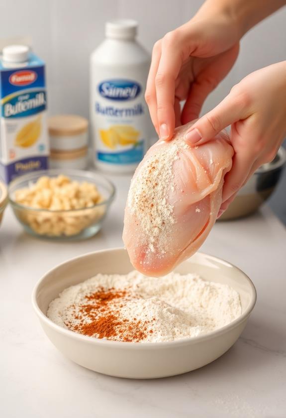 coat chicken in flour