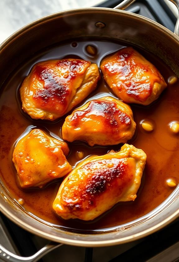 coat chicken with sauce