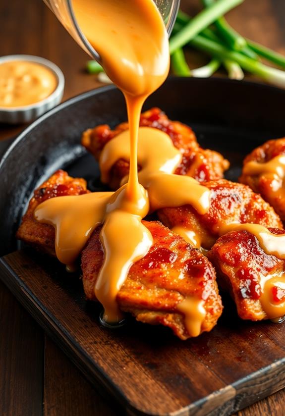 coat chicken with sauce