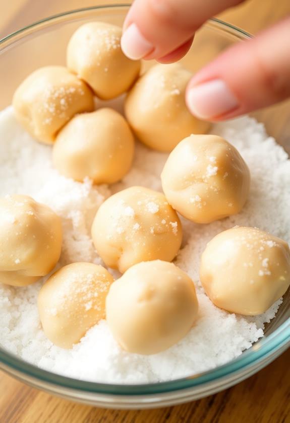 coat dough balls sugar