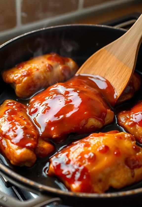 coating chicken with glaze