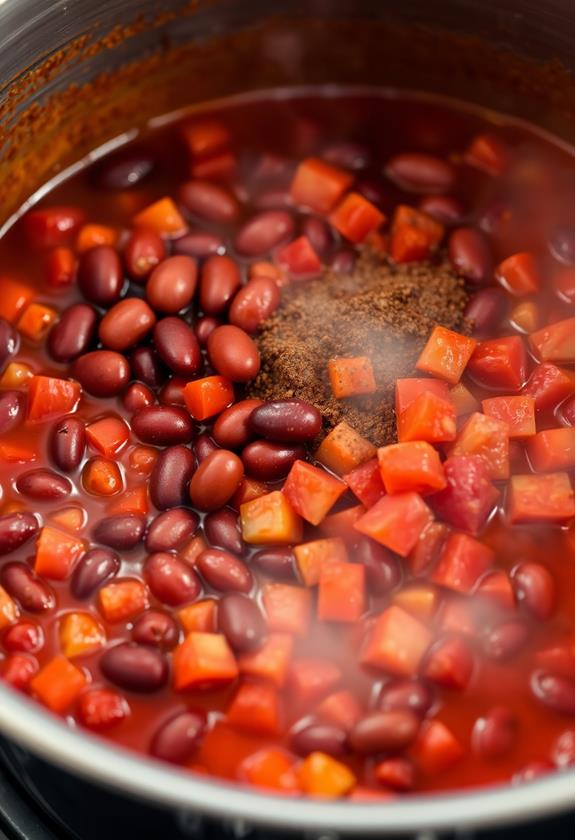 combine beans with tomatoes