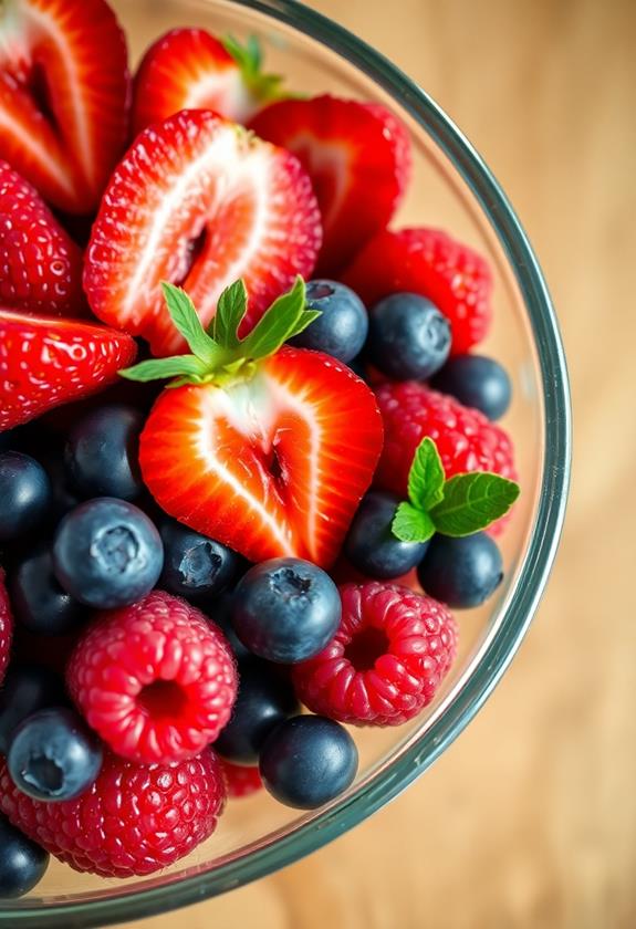 combine berries in bowl