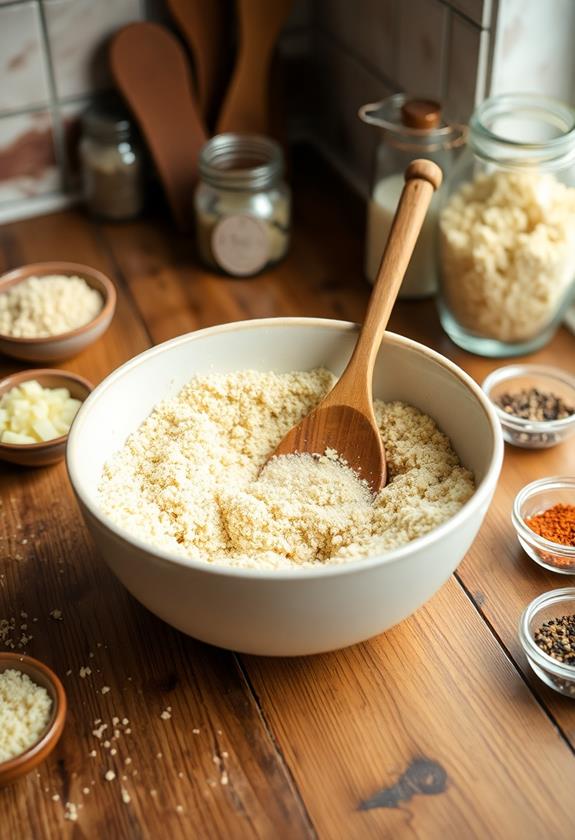 combine breadcrumbs and seasonings