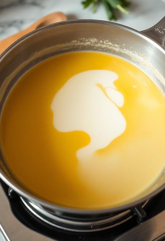 combine broth mustard cream