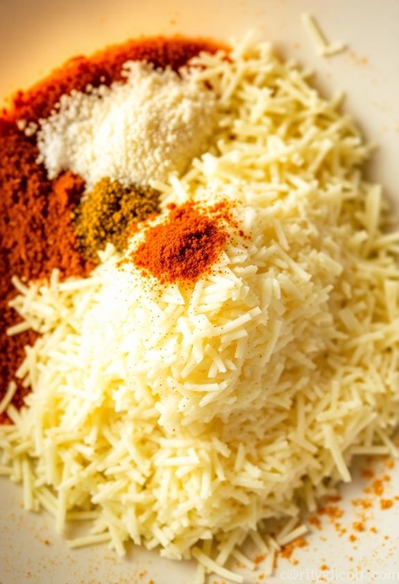 combine cheese and spices