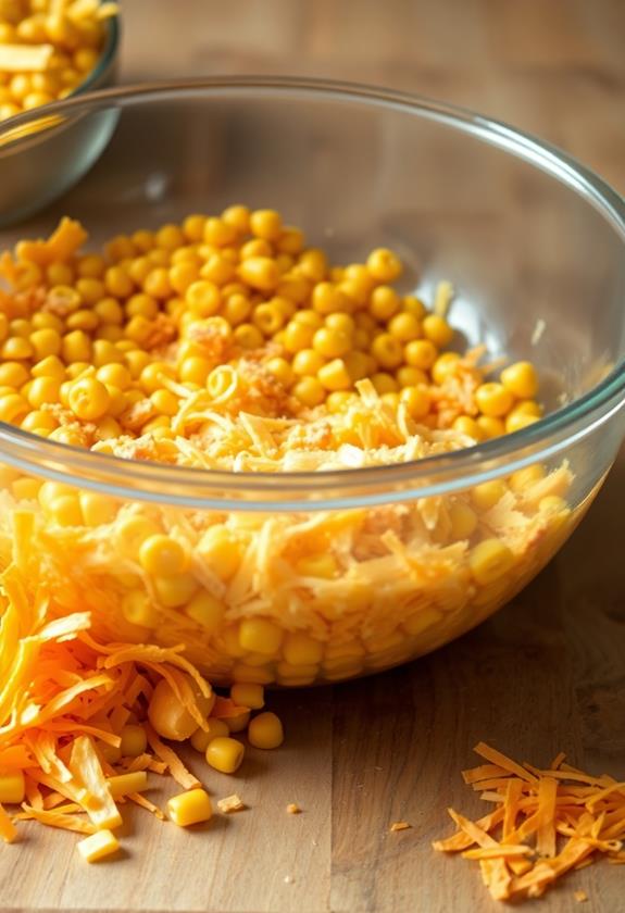 combine corn and cheese