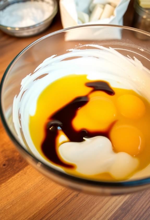 combine eggs sour cream