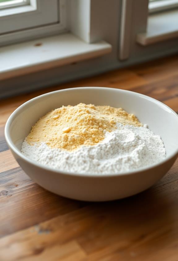 combine flour and cornmeal