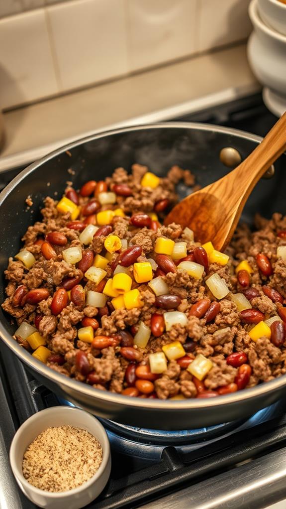 combine ingredients in skillet