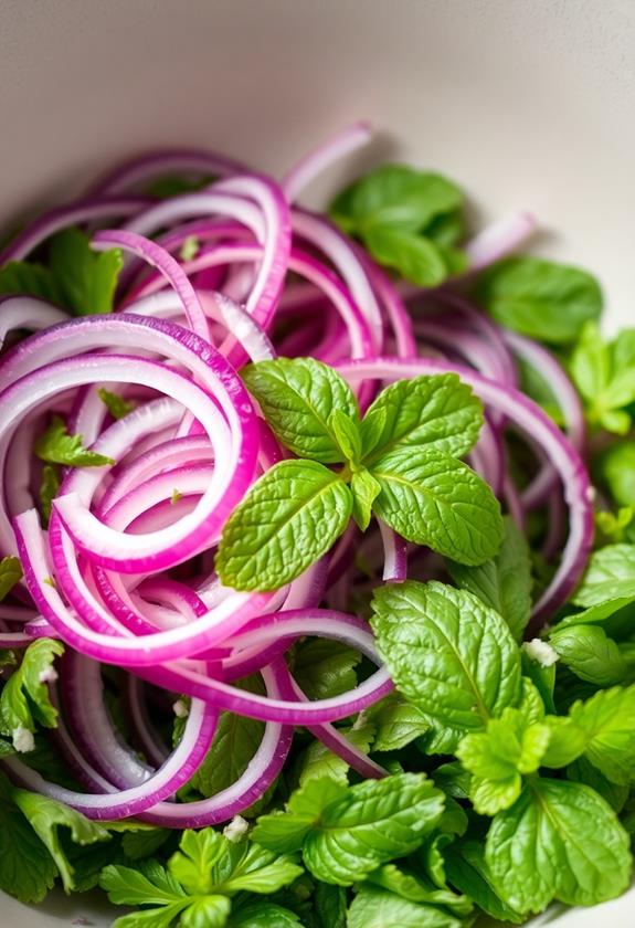 combine mint and onion