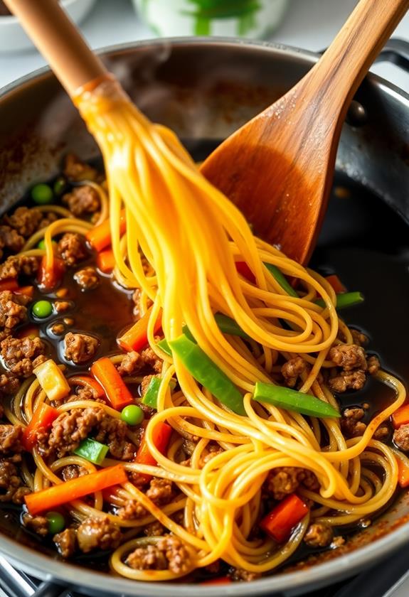 combine noodles with sauces