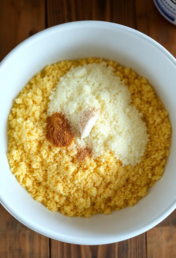 combine parmesan and breadcrumbs