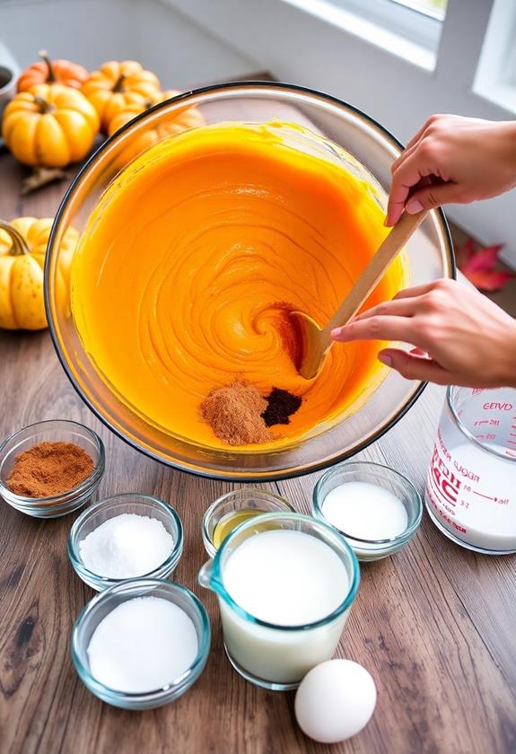 combine pumpkin filling ingredients