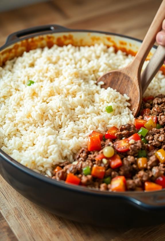 combine rice with beef