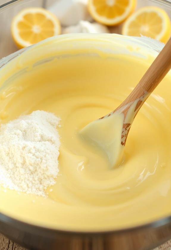 combine sugar flour eggs