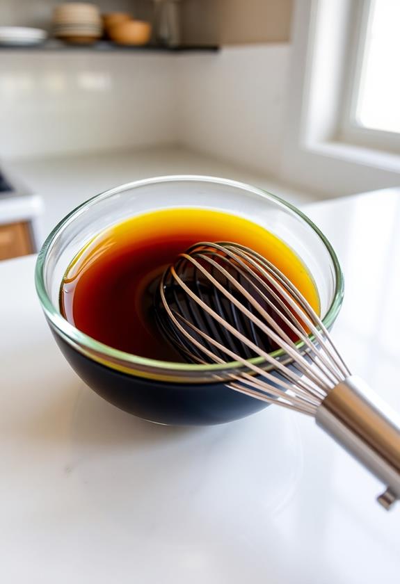 combine vinaigrette ingredients thoroughly