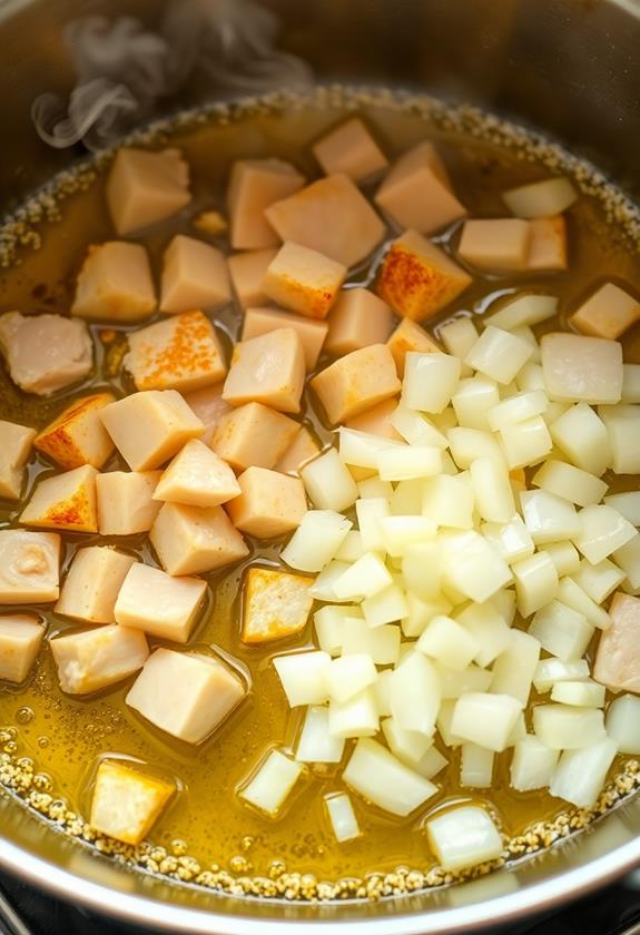 cook diced onion translucent