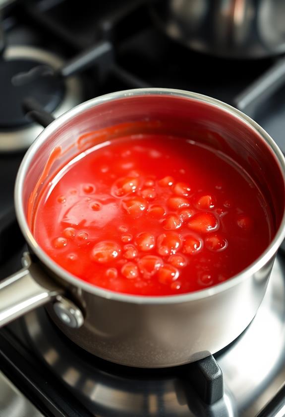 cook strawberry puree mixture