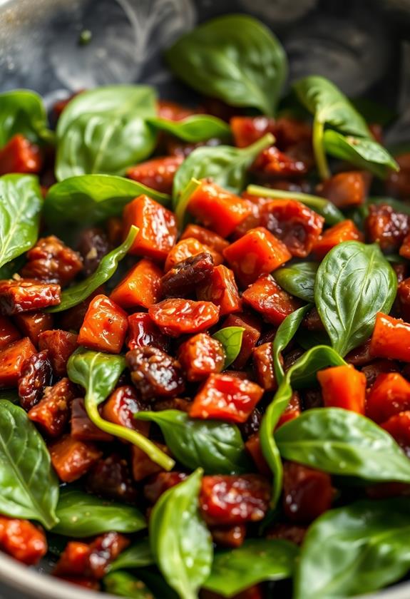 cook tomatoes with spinach