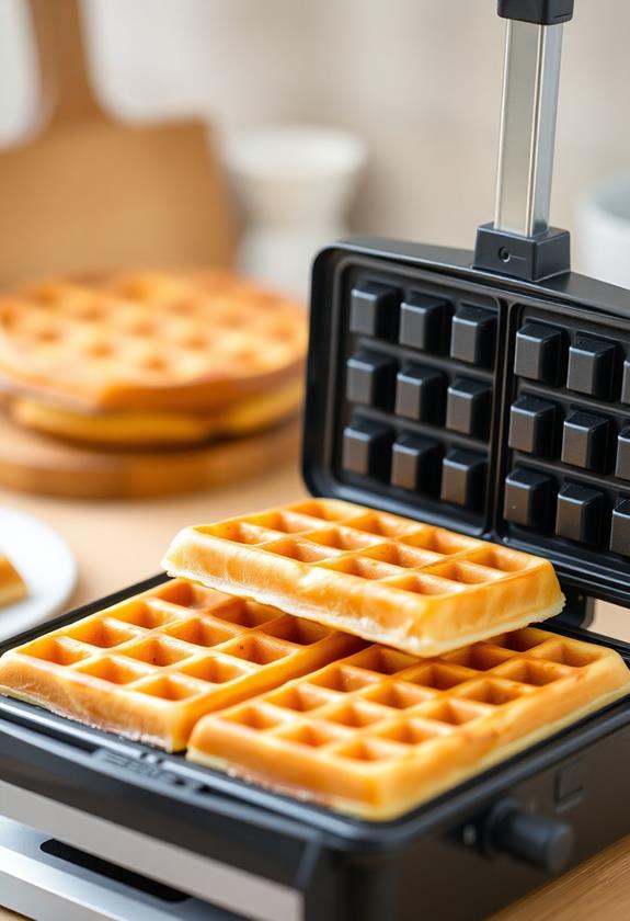 cook waffles until golden