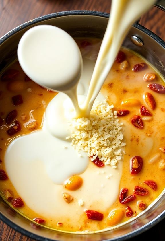 cream and cheese stir