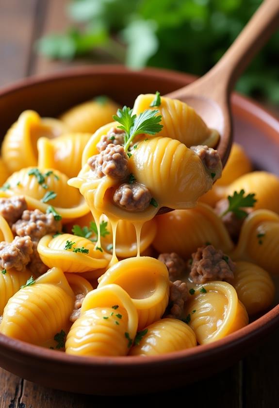 creamy beef shells recipe