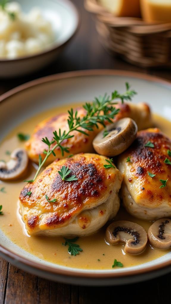 creamy mushroom garlic chicken