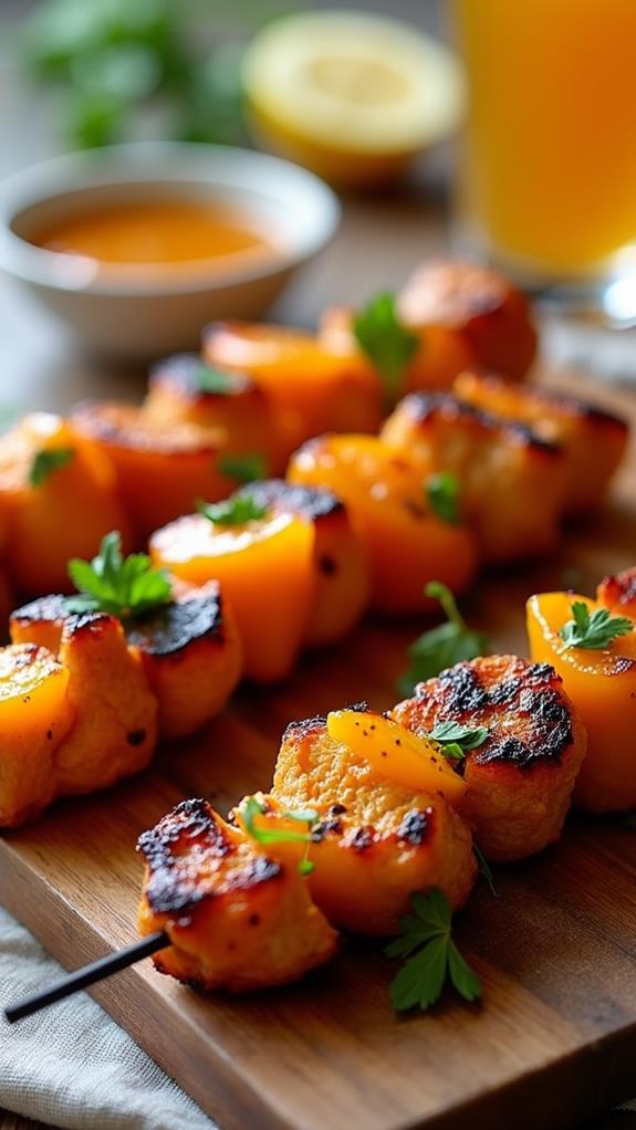 curried apricot chicken skewers