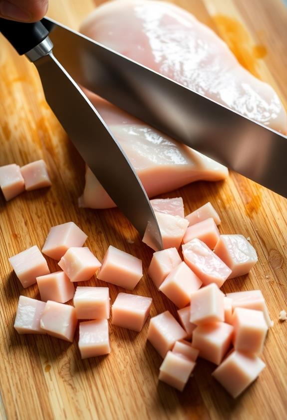 cut chicken into cubes