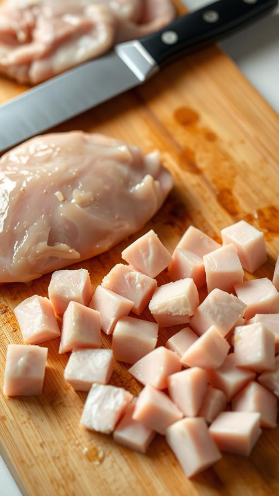 cut chicken into pieces