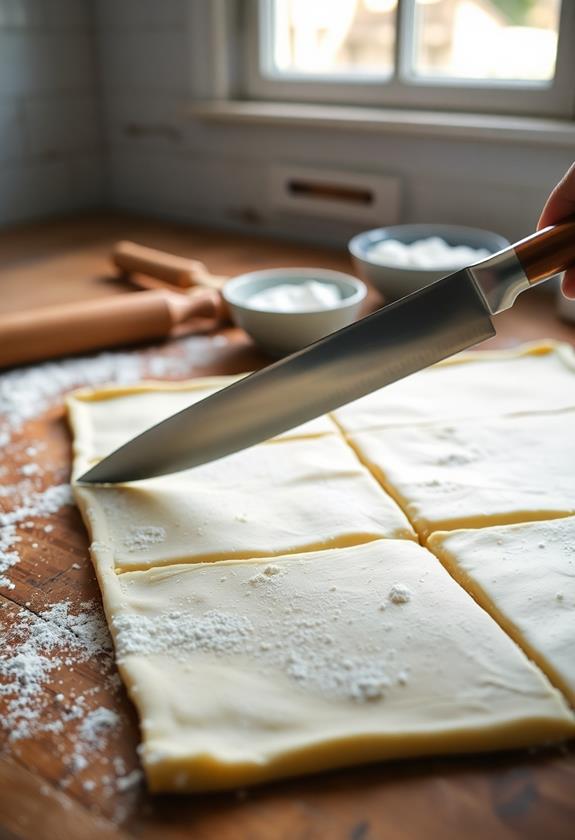 cut pastry into squares