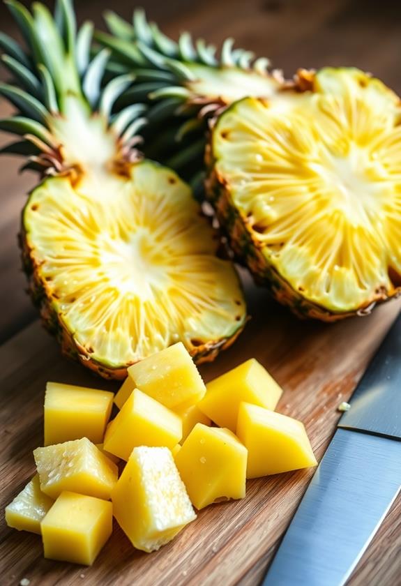 cut pineapple into chunks