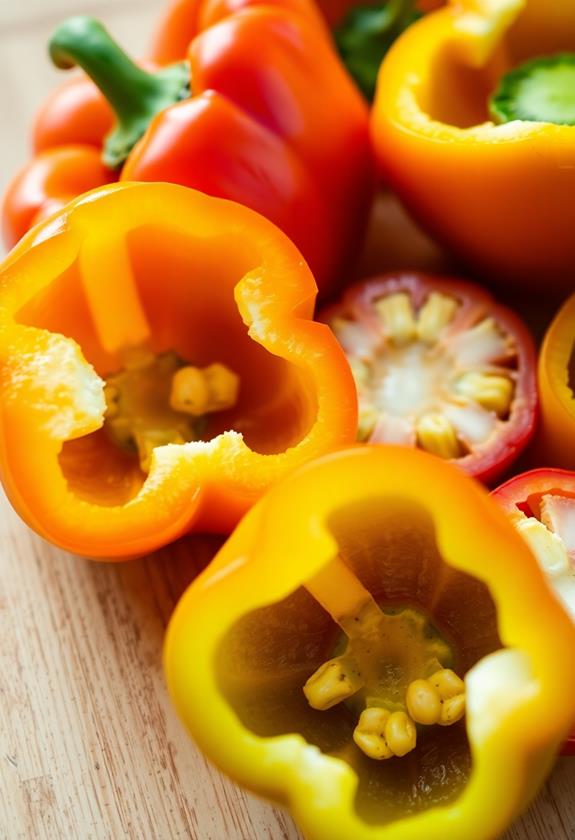 cutting pepper tops off