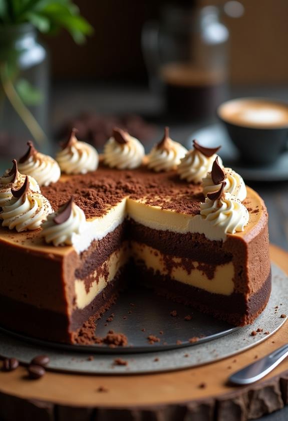 decadent coffee brownie cheesecake