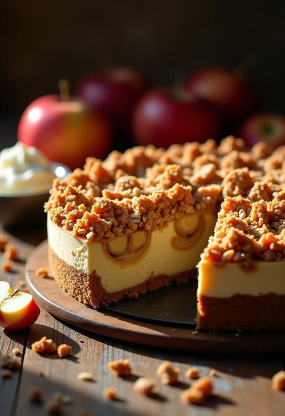 delicious apple crisp cheesecake