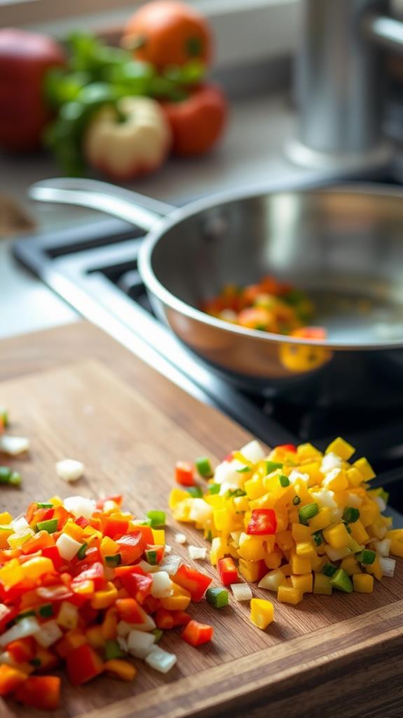 dice and cook vegetables