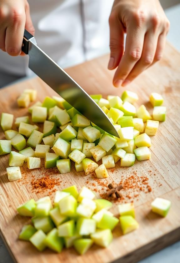 dice apples into cubes