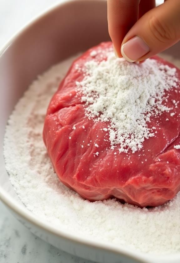 dredging steak in flour