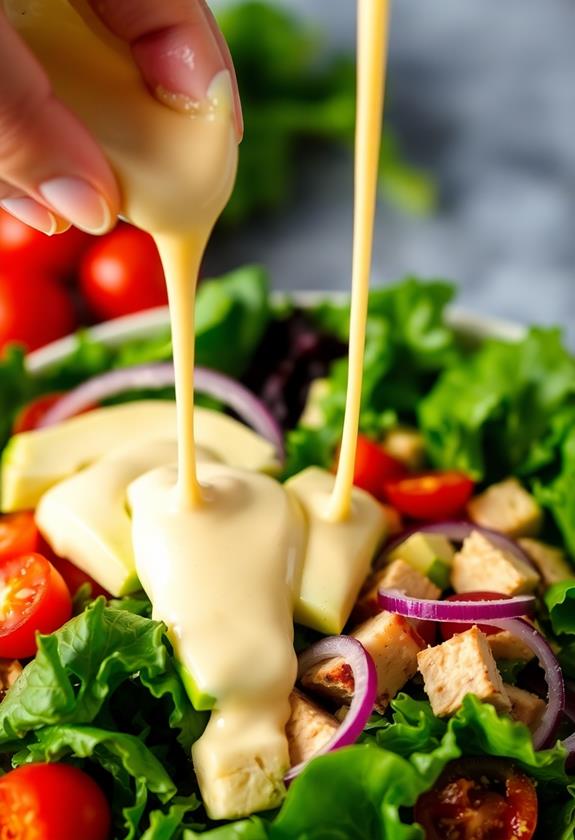 drizzle creamy dressing generously