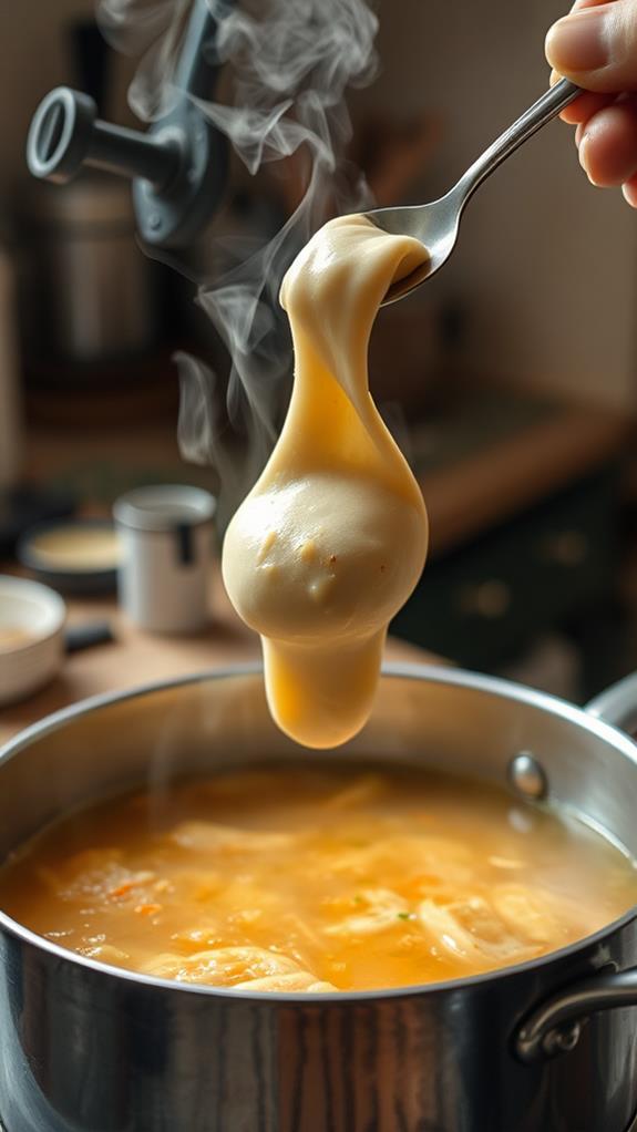 drop dough into broth