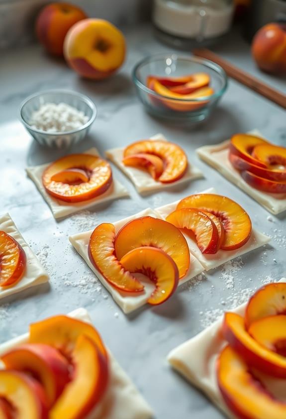 evenly arrange peach slices