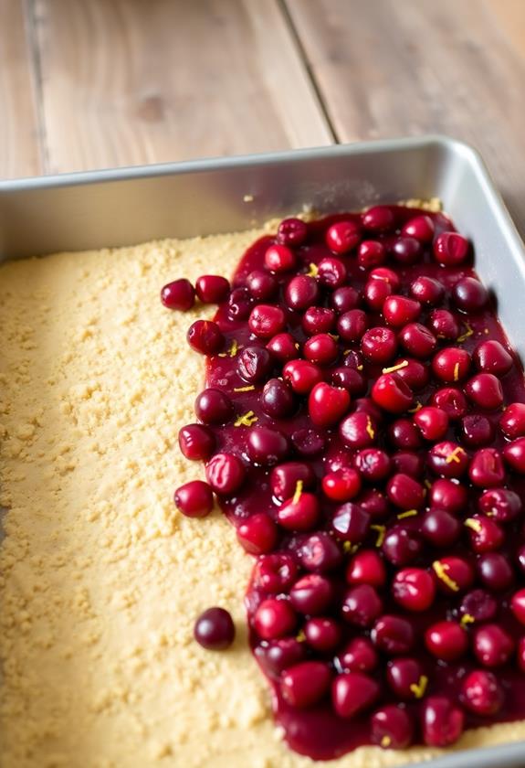 evenly distribute cranberry filling