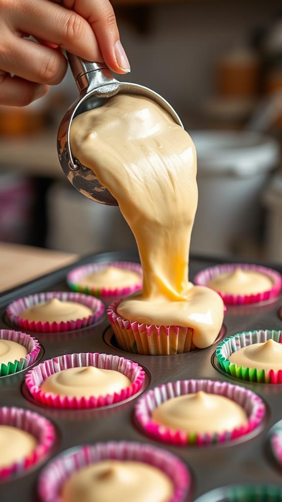 evenly fill cupcake liners