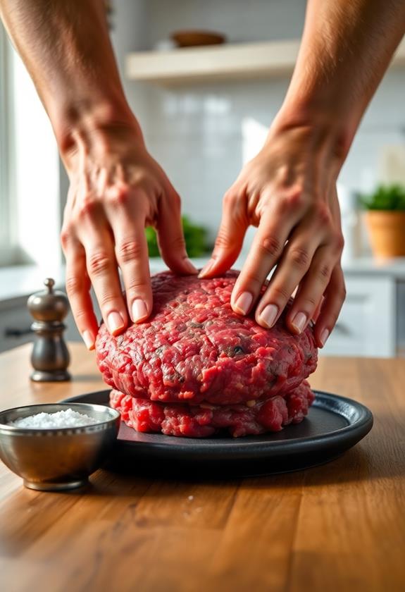 evenly formed beef patties