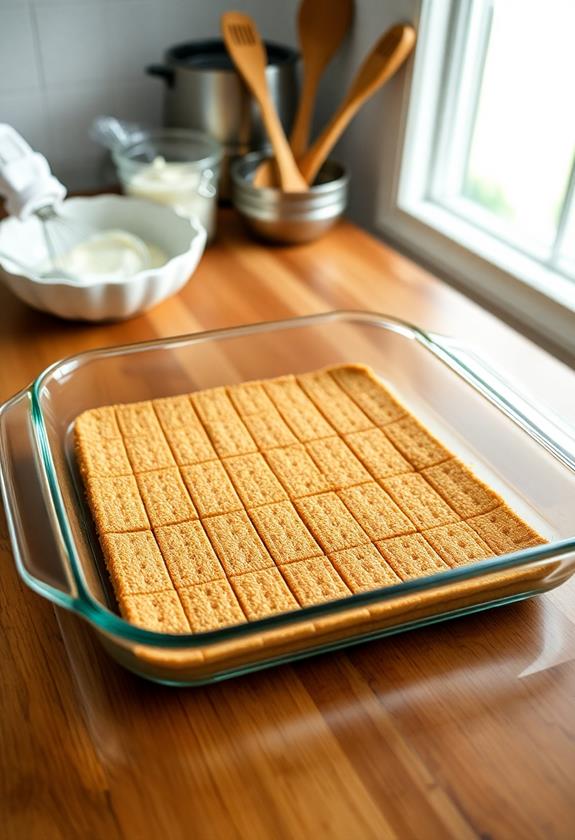 evenly layer graham crackers