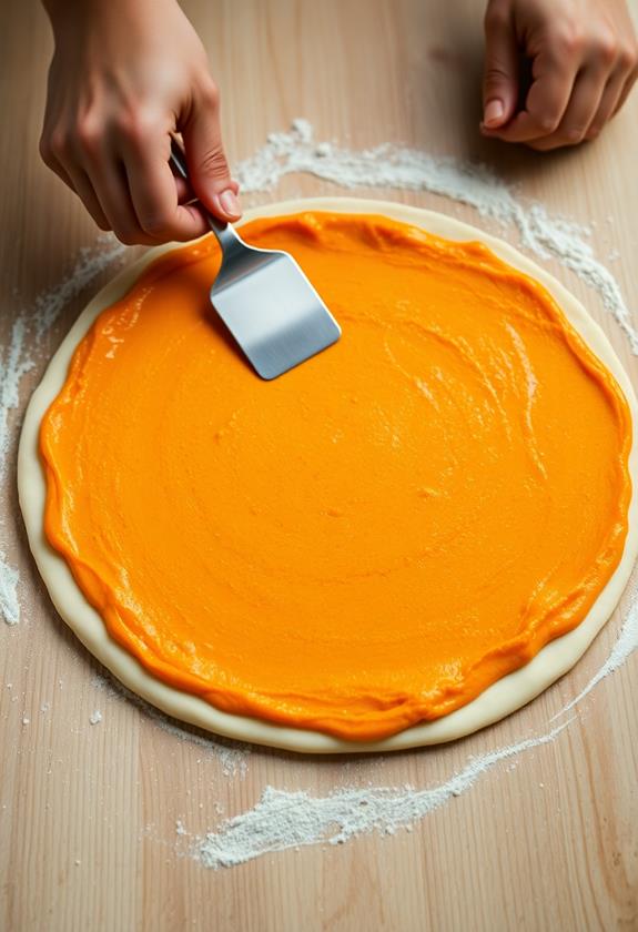 evenly spread pumpkin puree