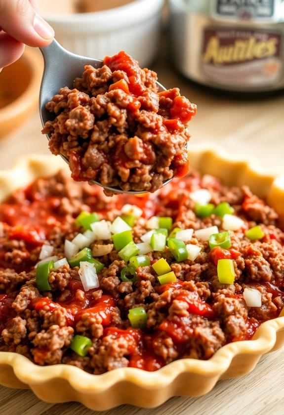 fill crust with beef