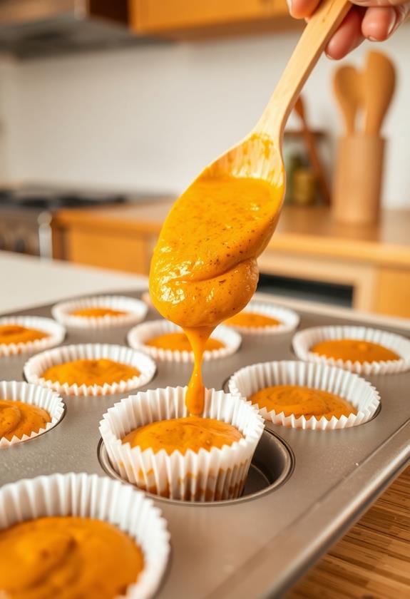 fill muffin cups evenly