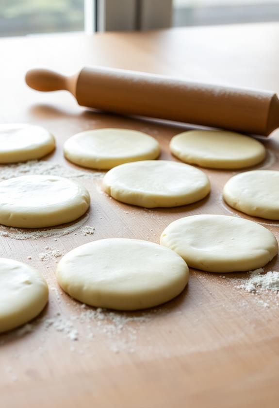 flatten biscuit dough circles